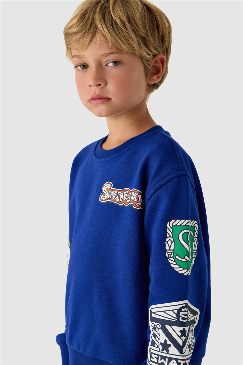 Swatsky Erkek Çocuk Saks Baskılı SweatshirtSwatsky Erkek Çocuk Saks Baskılı Sweatshirt