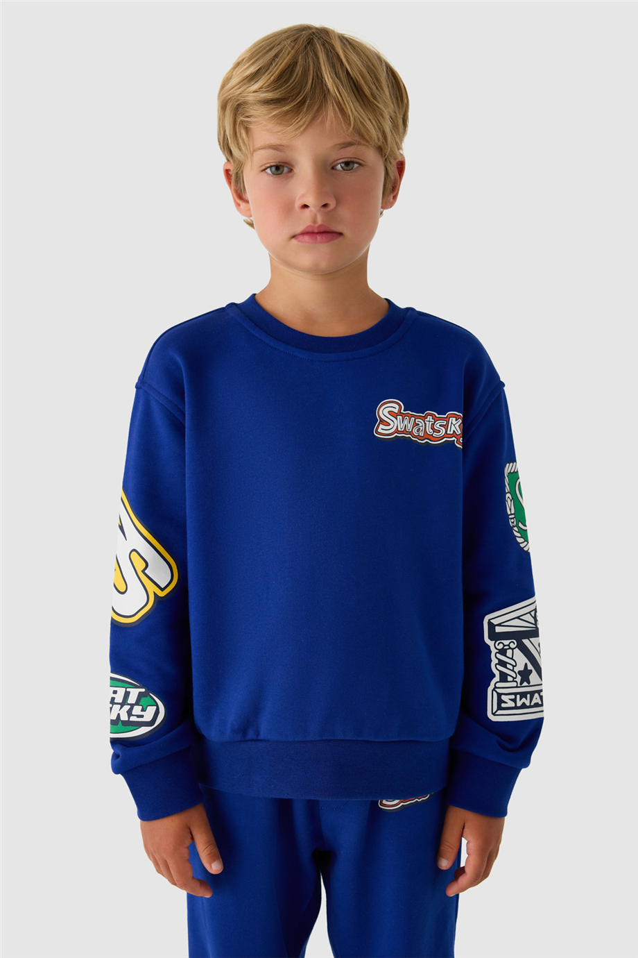 Swatsky Erkek Çocuk Saks Baskılı SweatshirtSwatsky Erkek Çocuk Saks Baskılı Sweatshirt