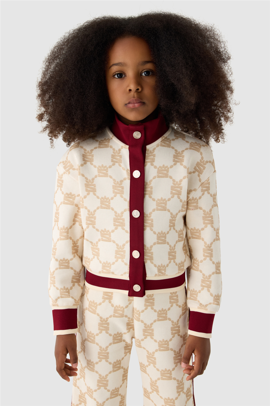 Swatsky Girls Mock Neck Patterned Track JacketSwatsky Girls Mock Neck Patterned Track Jacket