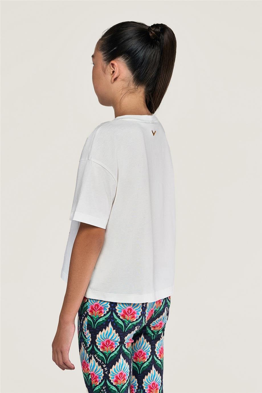 Swatsky Kız Çocuk Kırık Beyaz T-shirt