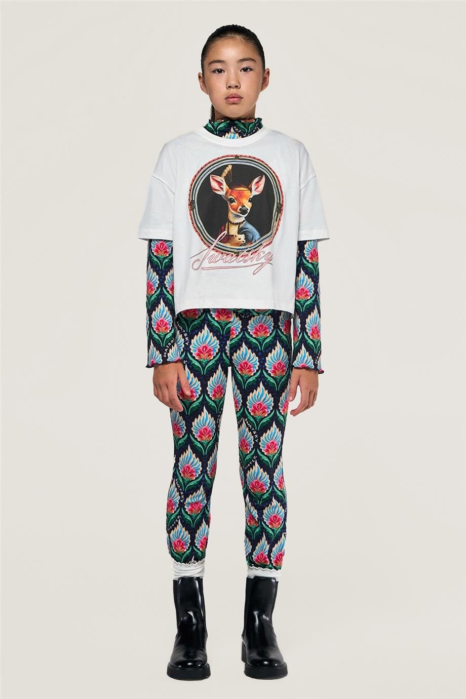 Swatsky Kız Çocuk Kırık Beyaz T-shirt