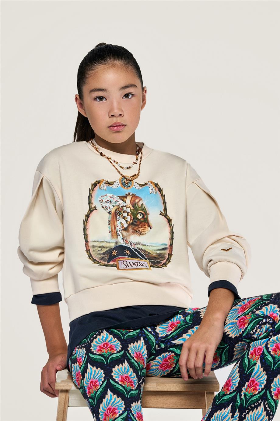 Swatsky Kız Çocuk Krem Sweatshirt