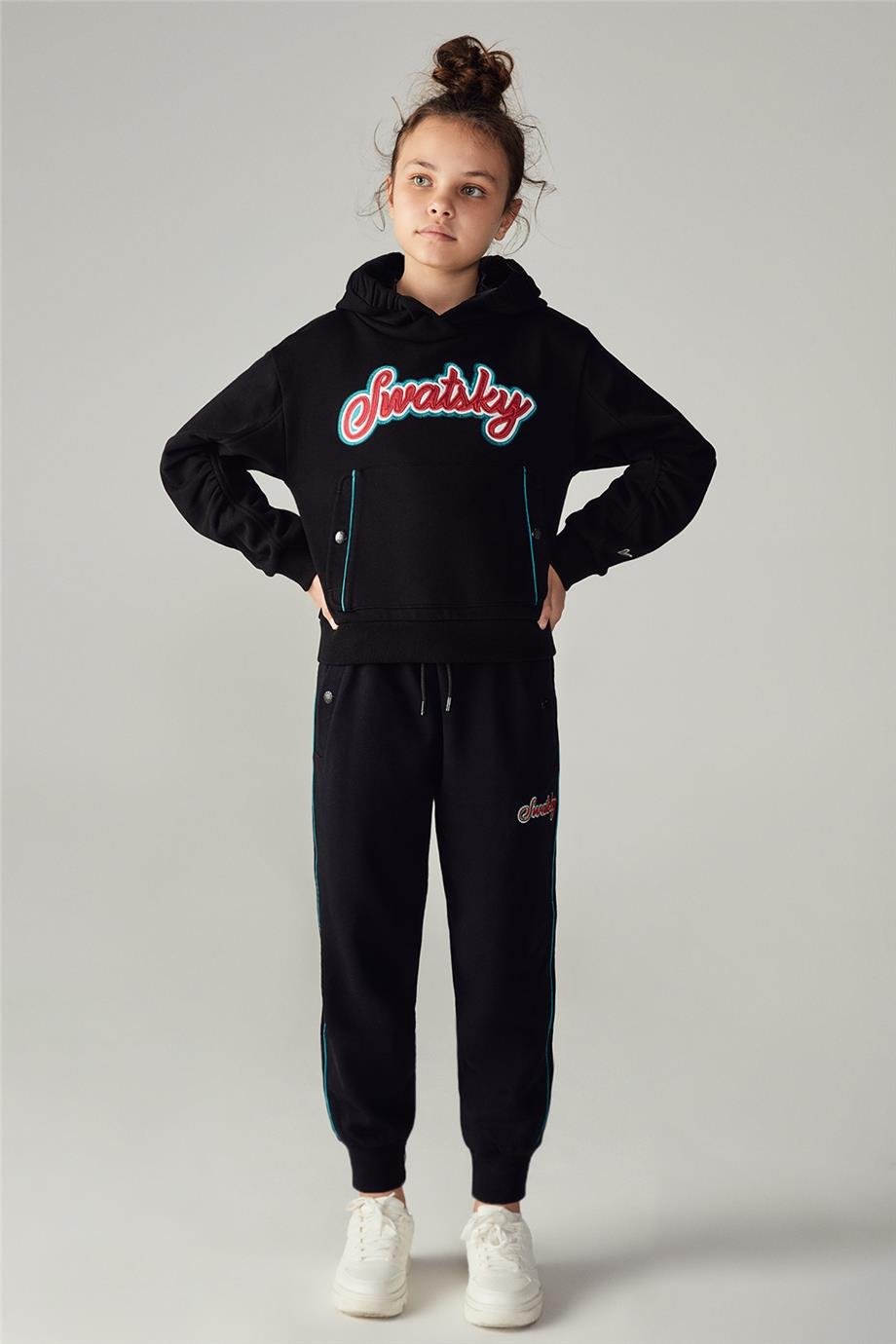 Swatsky Kız Çocuk Siyah Eşofman Altı