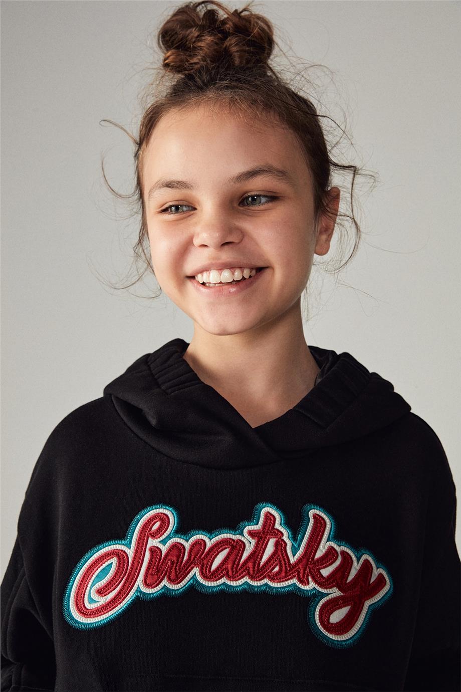 Swatsky Kız Çocuk Siyah Sweatshirt