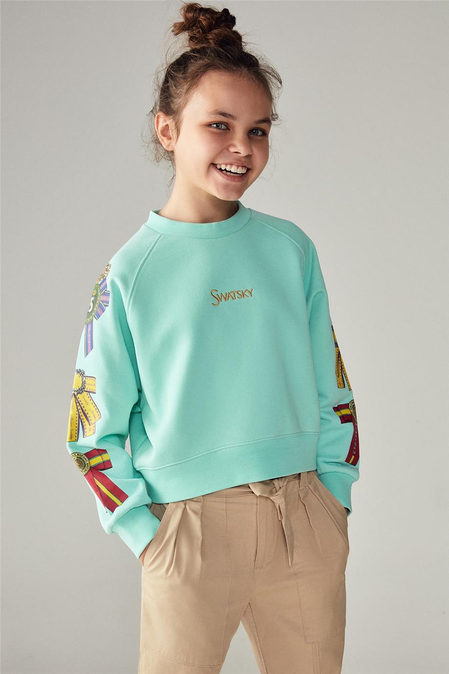 Swatsky Kız Çocuk Turkuaz Sweatshirt