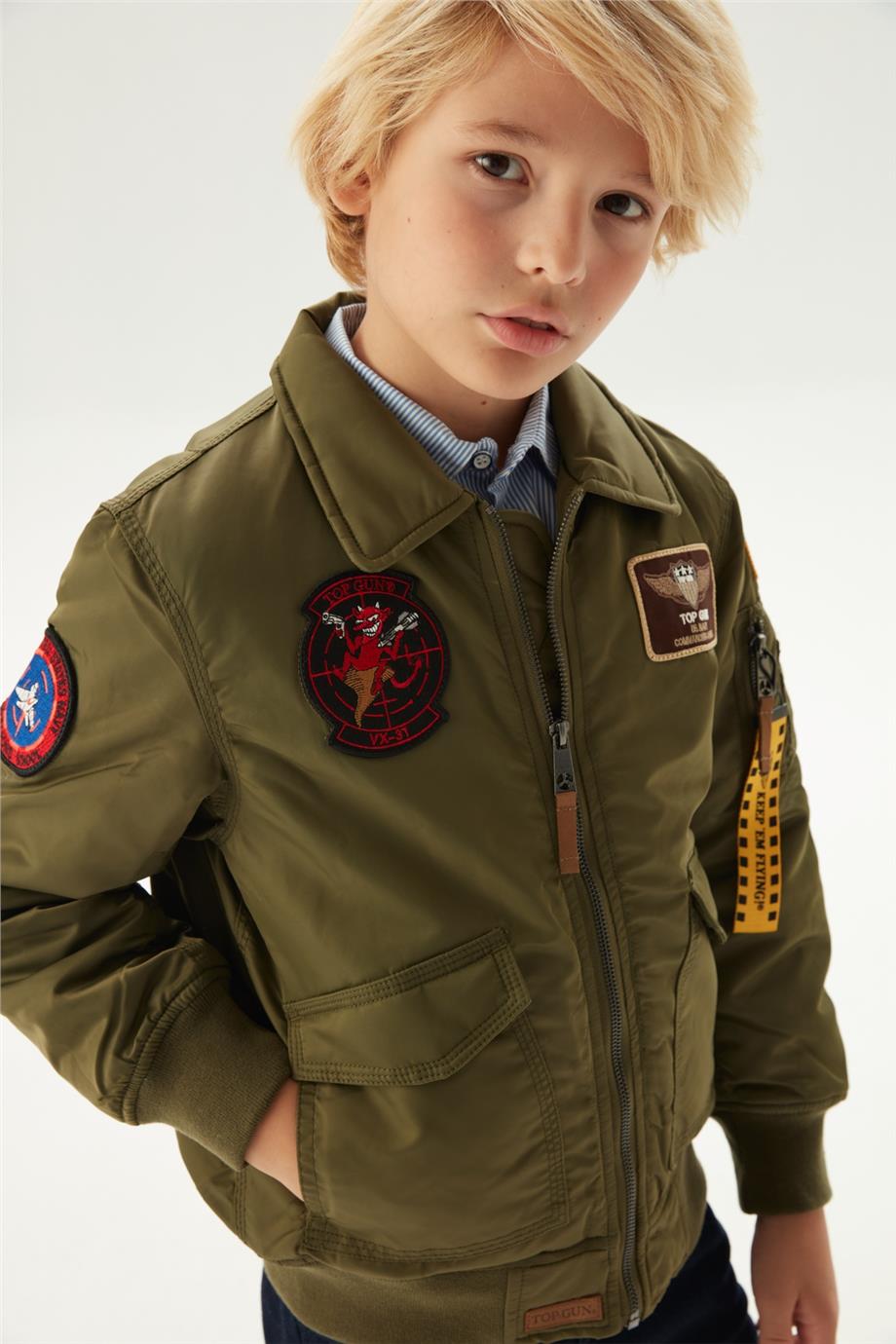 TOPGUN Erkek Çocuk Yeşil Mont