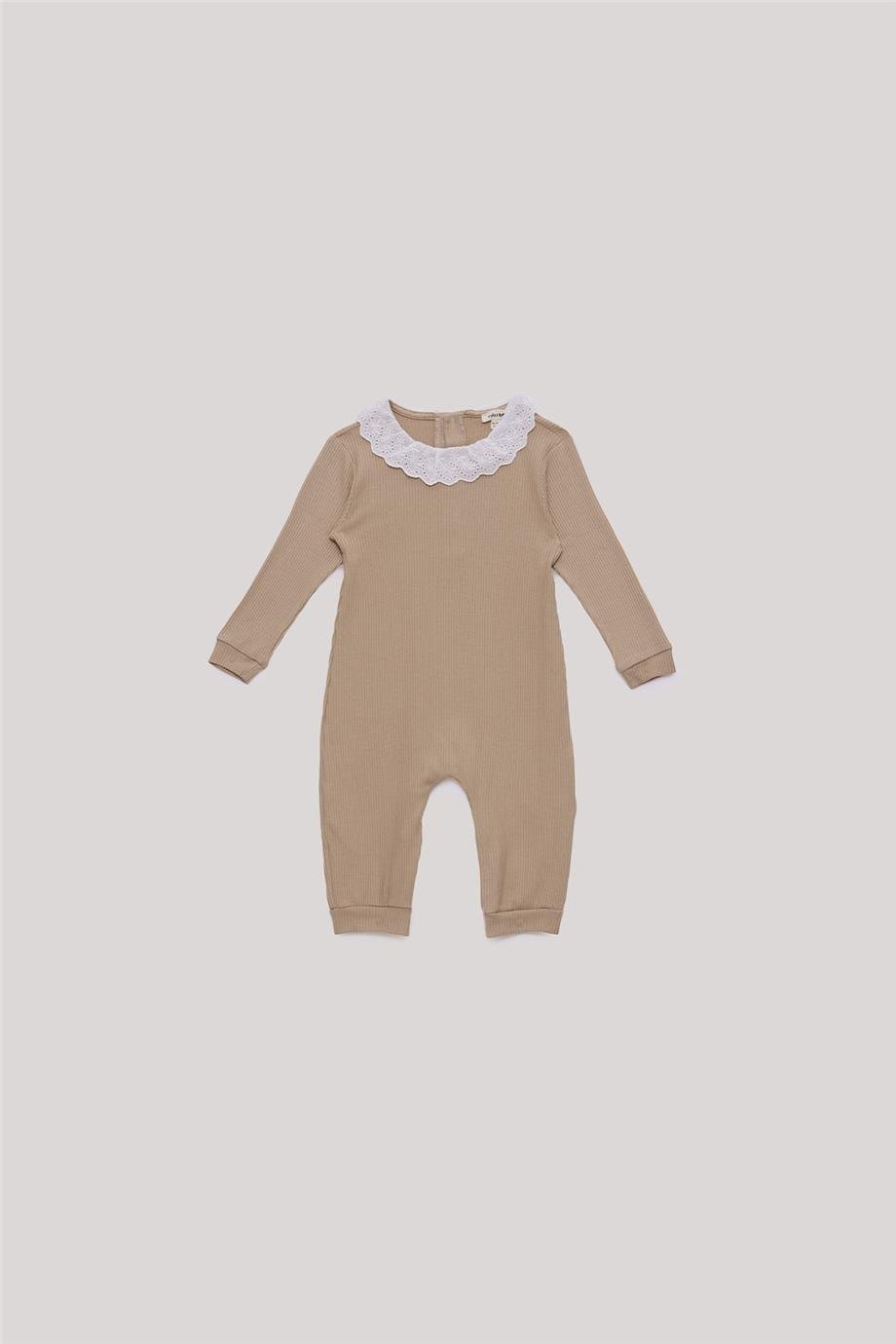 Tyess Basic Kız Bebek Bej Tulum