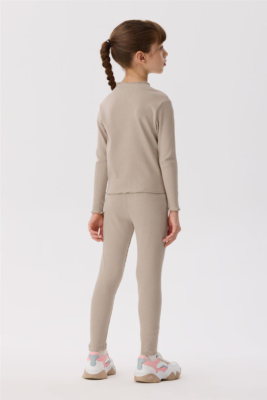 Tyess Basic Kız Çocuk Bej T-Shirt