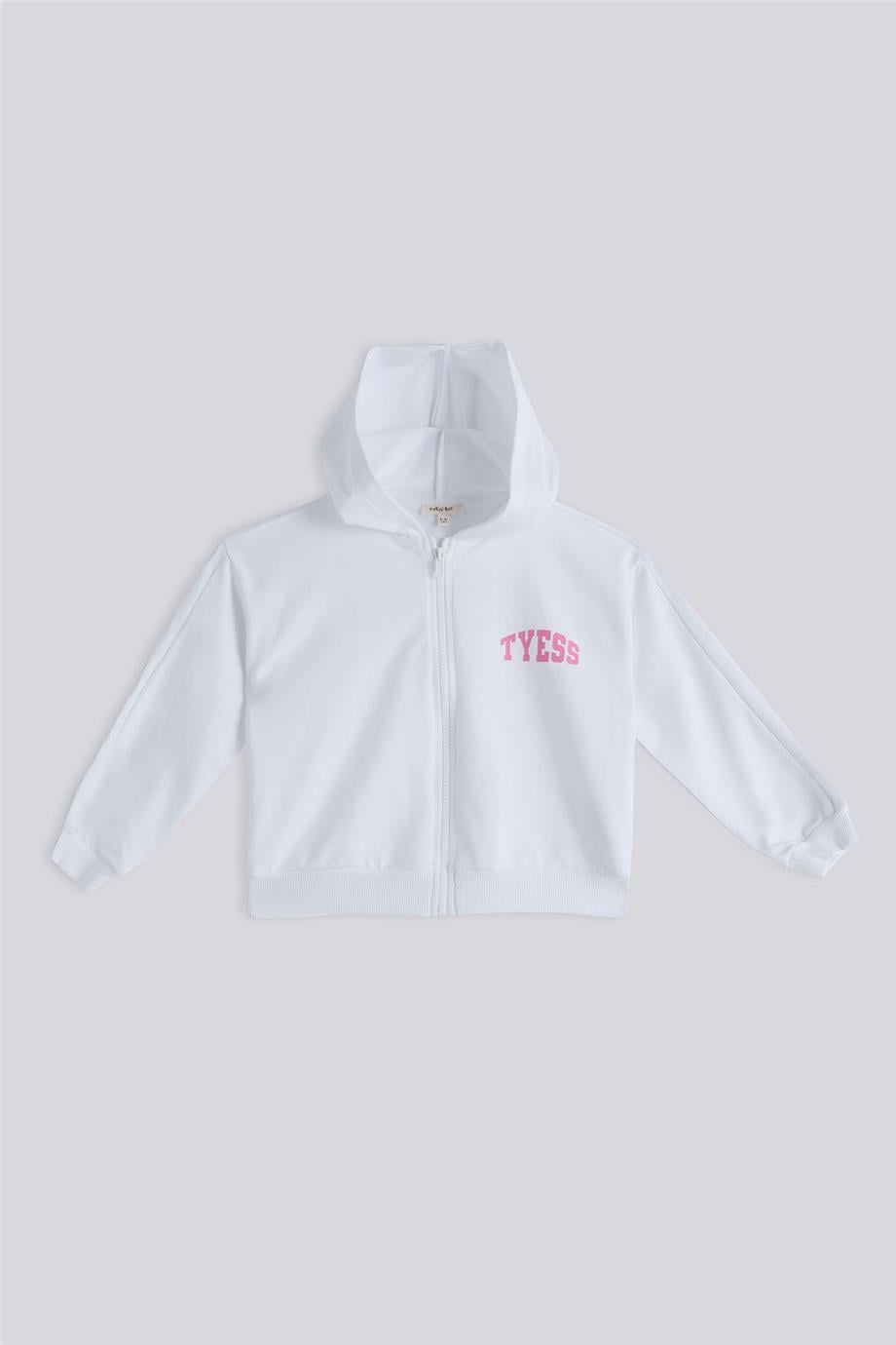 Tyess Basic Girl White Tracksuit TopTyess Basic Girl White Tracksuit Top