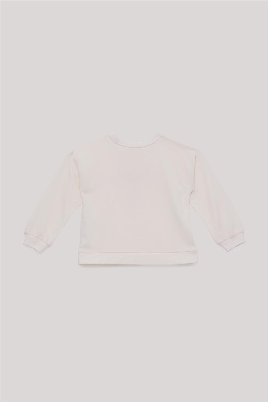 Tyess Basic Kız Çocuk Ekru Sweatshirt