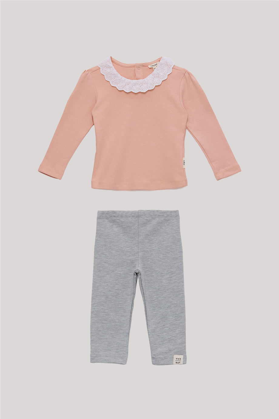 Tyess BSC Baby Girl Grey-Salmon Tshirt Shorts SuitTyess BSC Baby Girl Grey-Salmon Tshirt Shorts Suit