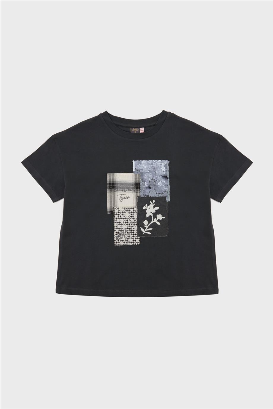 Tyess Kız Çocuk Antrasit T-Shirt