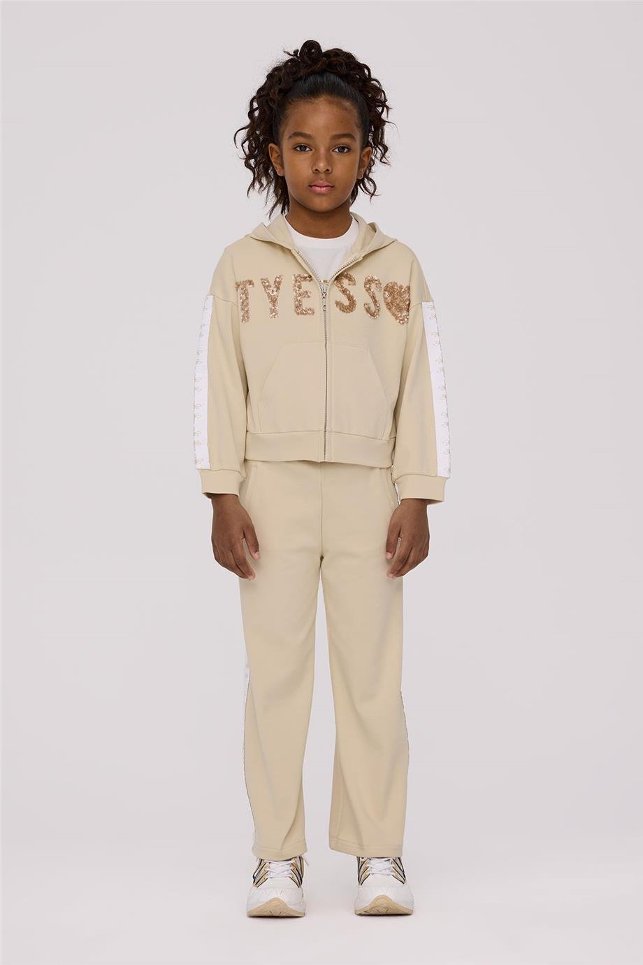 Tyess Girl Beige Tracksuit TopTyess Girl Beige Tracksuit Top