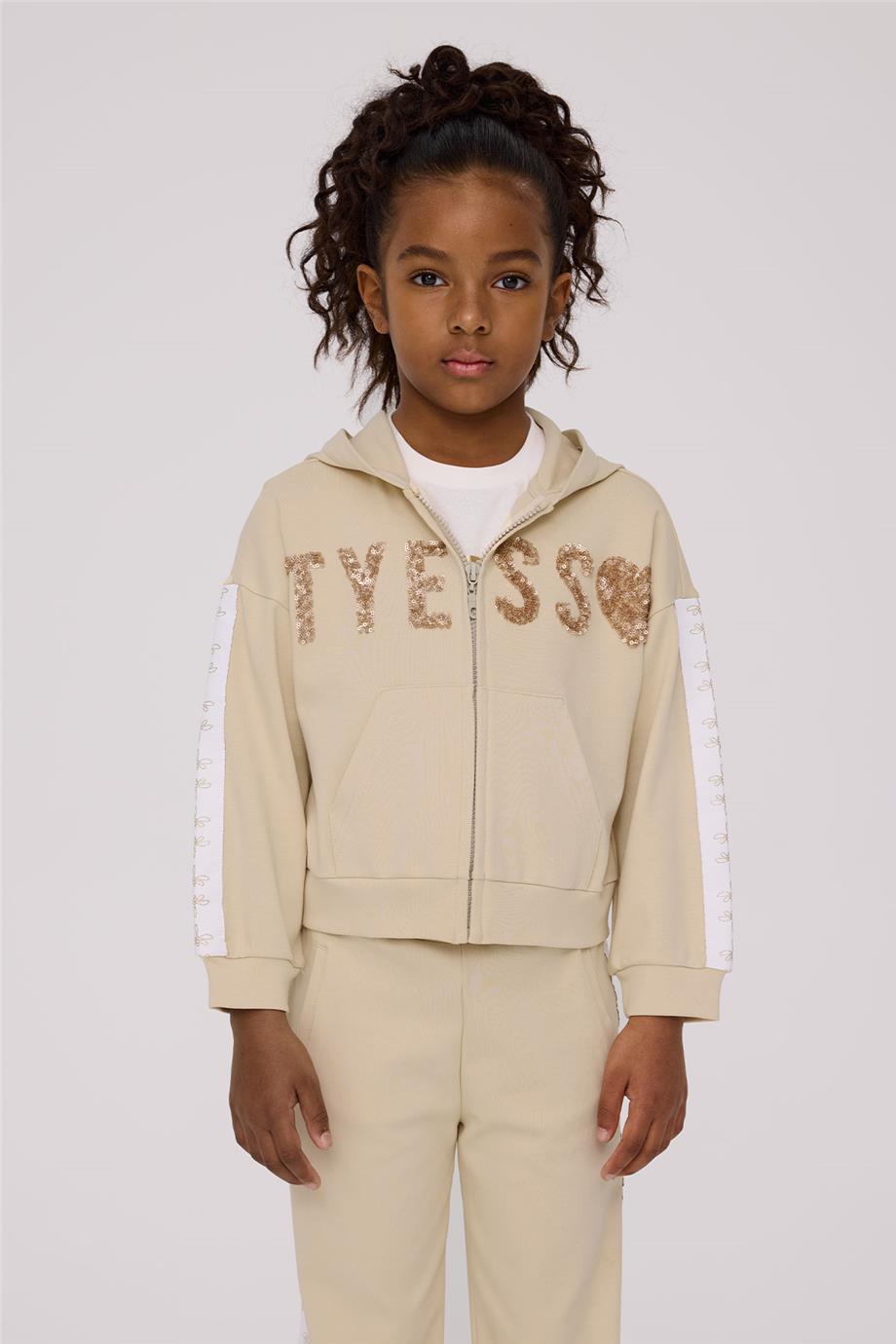 Tyess Girl Beige Tracksuit TopTyess Girl Beige Tracksuit Top