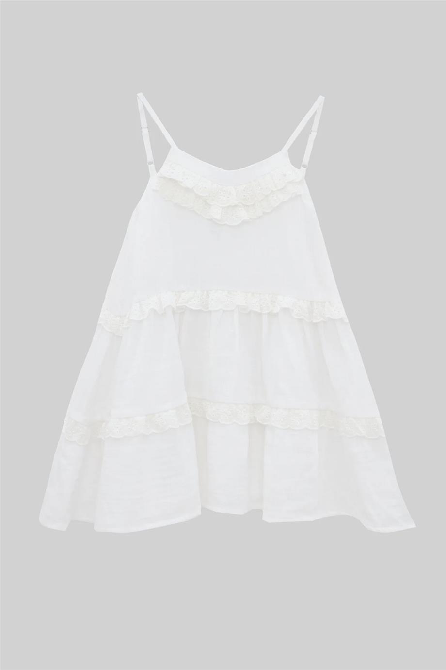 Tyess Kız Çocuk Beyaz Elbise