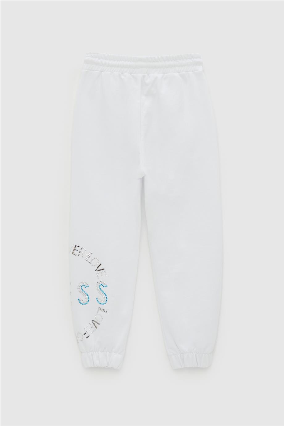 Tyess Kız Çocuk Beyaz Eşofman Altı