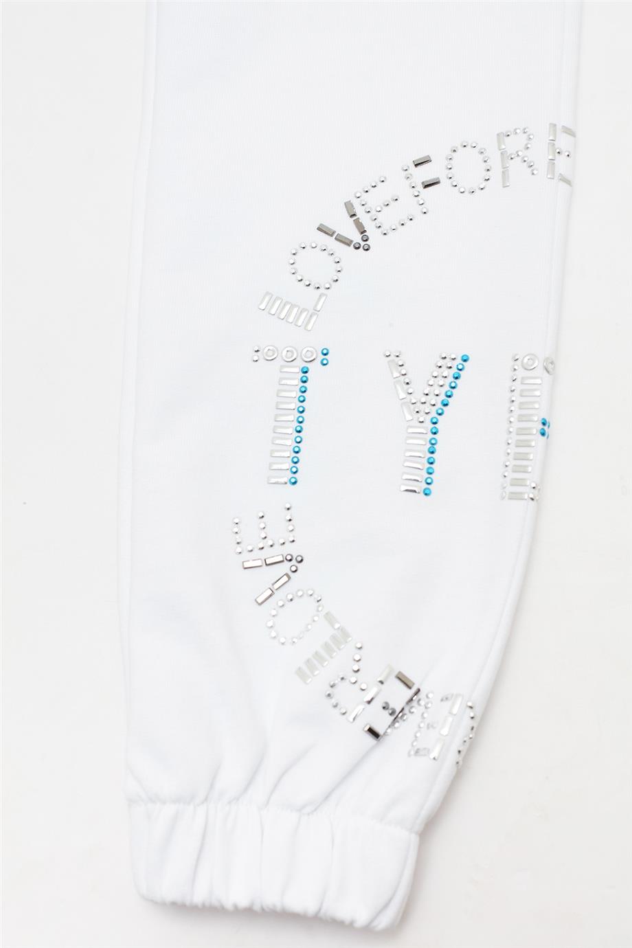 Tyess Kız Çocuk Beyaz Eşofman Altı