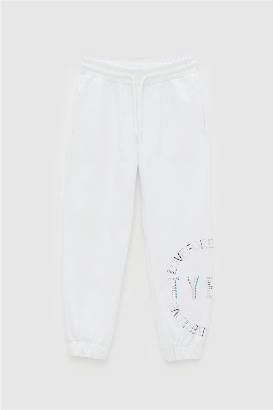 Tyess Kız Çocuk Beyaz Eşofman Altı