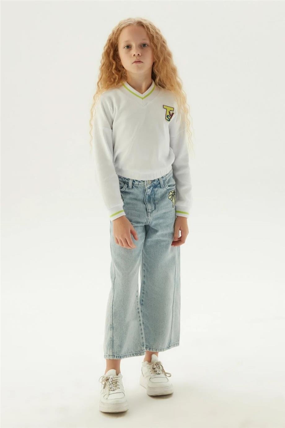 Tyess Kız Çocuk Beyaz Eşofman Üstü