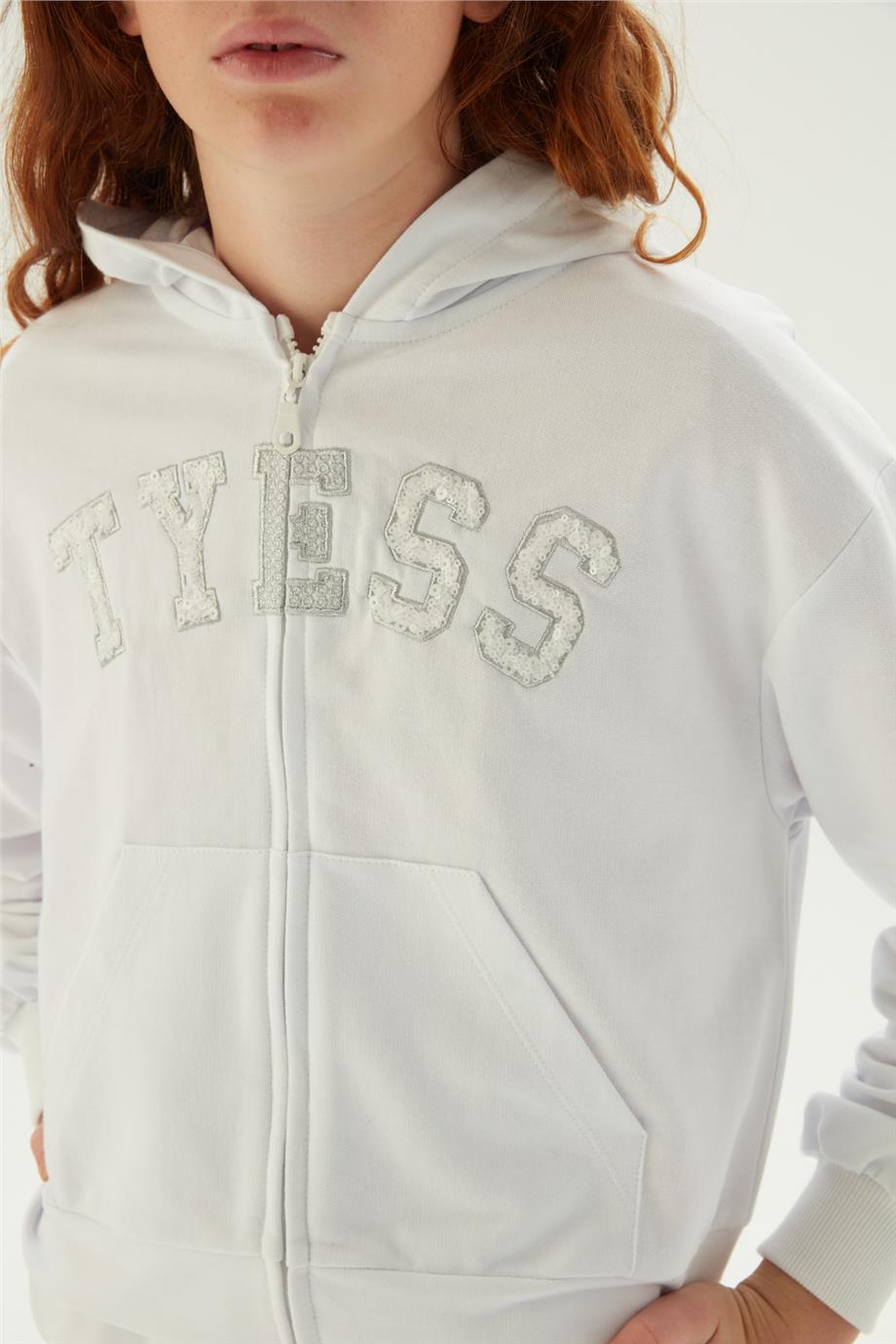 Tyess Kız Çocuk Beyaz Eşofman Üstü