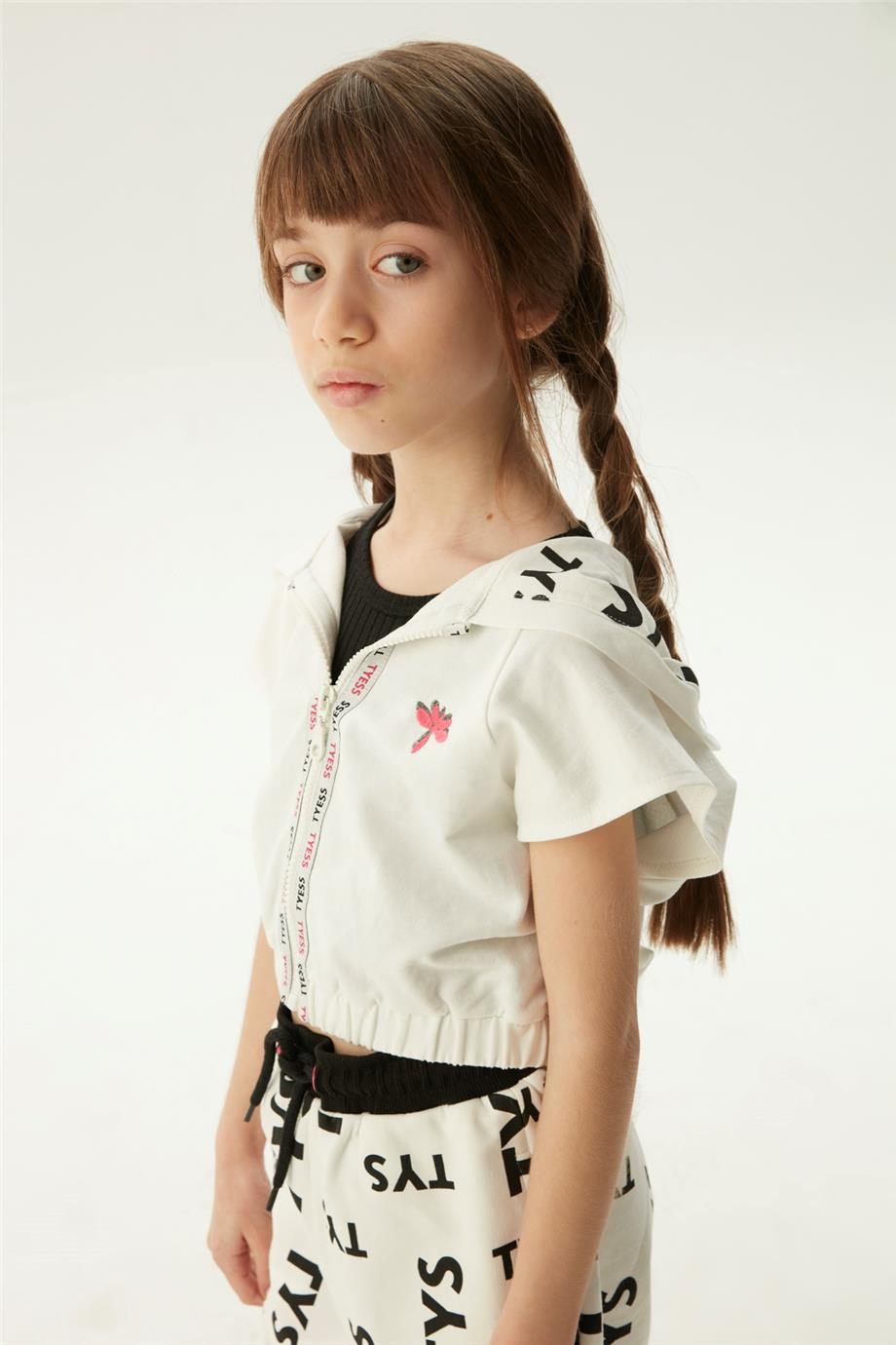 Tyess Kız Çocuk Beyaz Eşofman Üstü