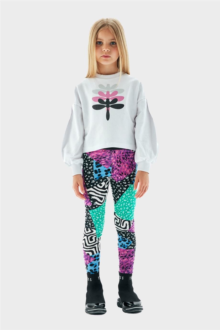Tyess Kız Çocuk Beyaz Sweatshirt