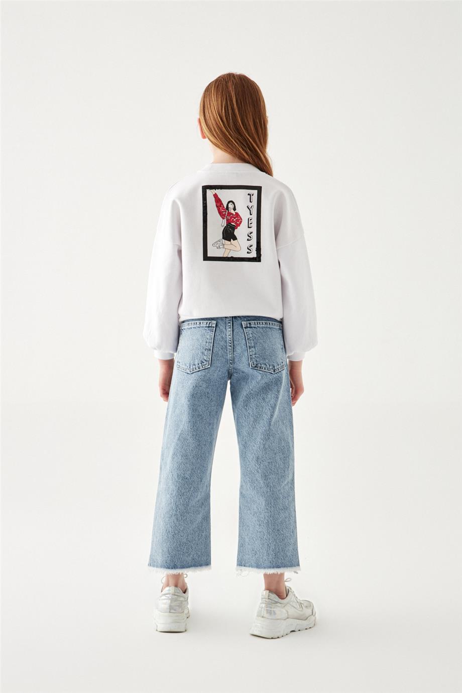 Tyess Kız Çocuk Beyaz Sweatshirt