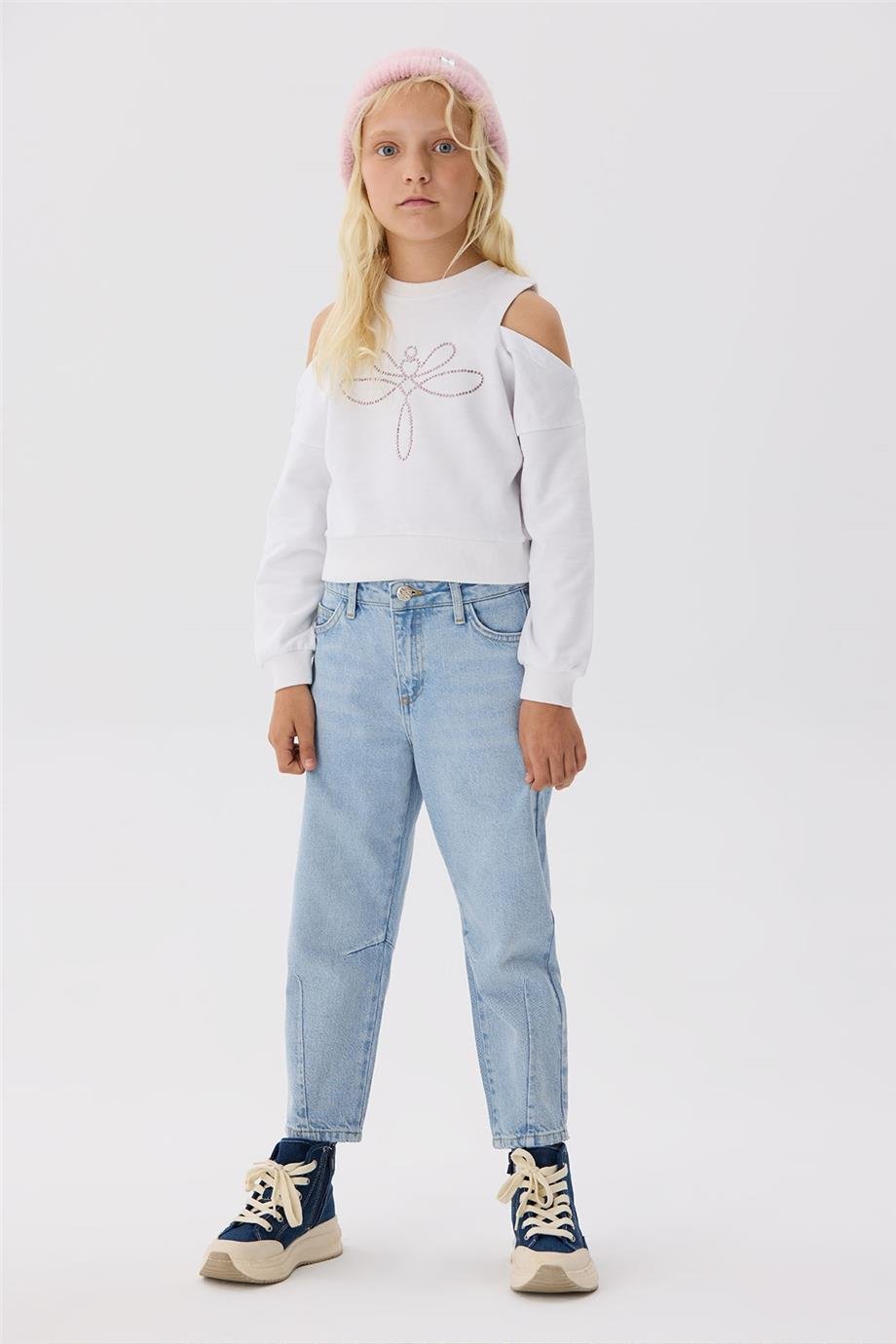 Tyess Kız Çocuk Beyaz Sweatshirt