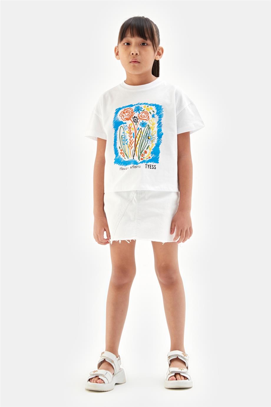 Tyess Kız Çocuk Beyaz Tshirt