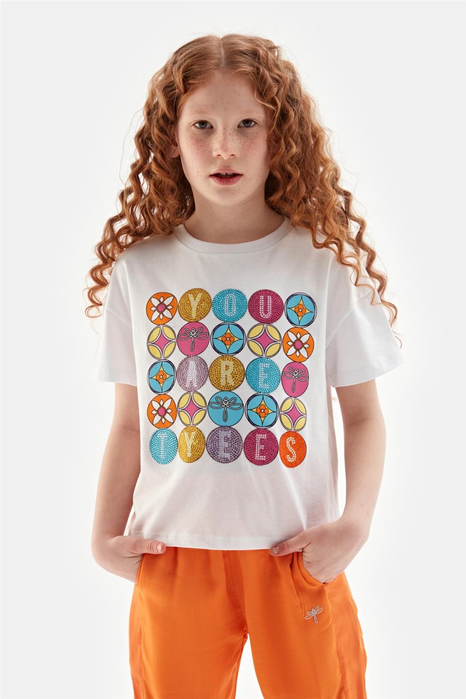 Tyess Kız Çocuk Beyaz Tshirt