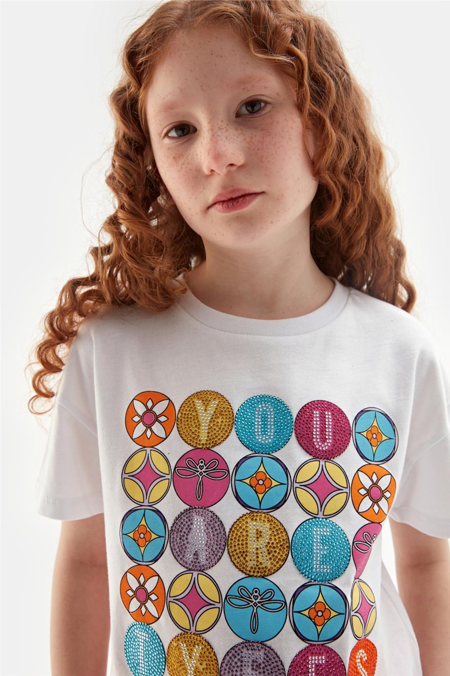 Tyess Kız Çocuk Beyaz Tshirt