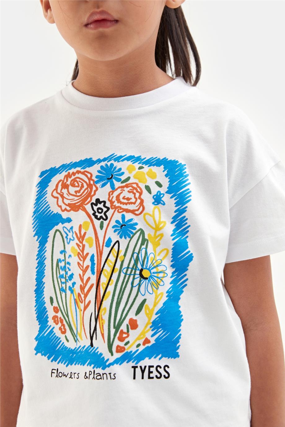 Tyess Kız Çocuk Beyaz Tshirt