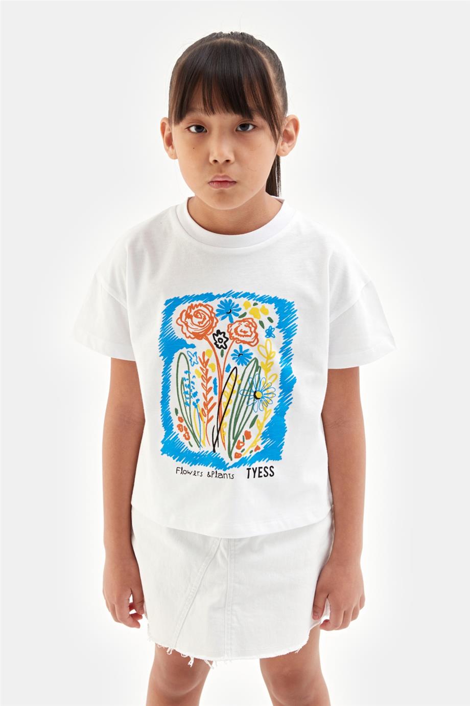 Tyess Kız Çocuk Beyaz Tshirt