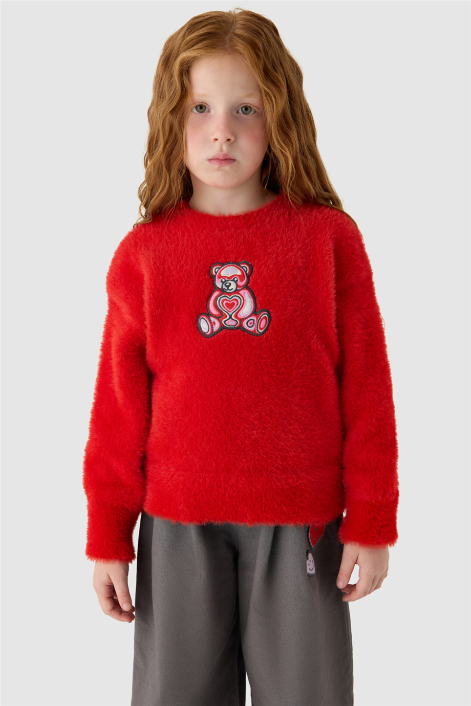 Tyess Girls Crew Neck Red SweaterTyess Girls Crew Neck Red Sweater