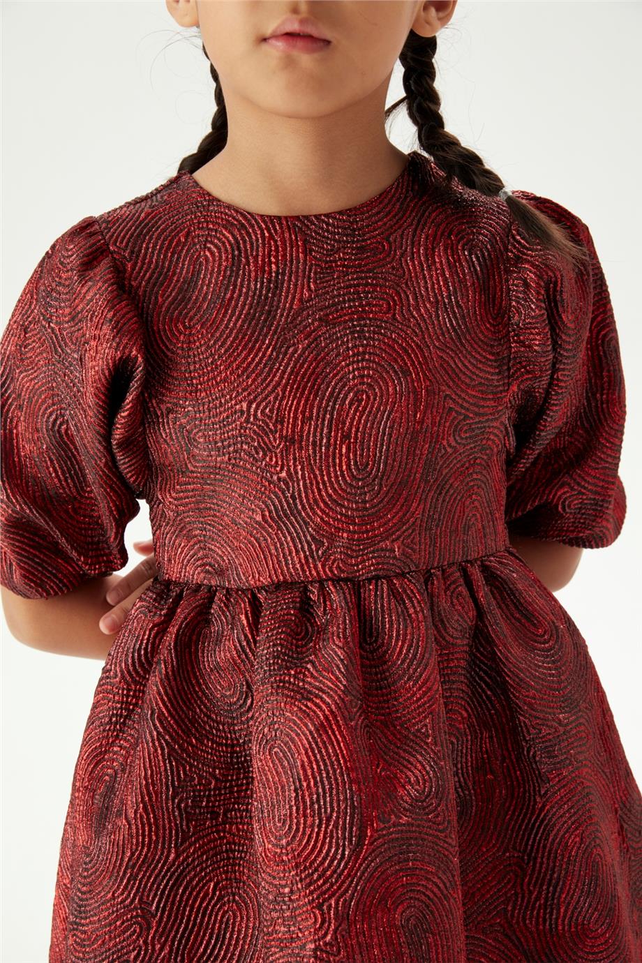 Tyess Kız Çocuk Bordo Elbise