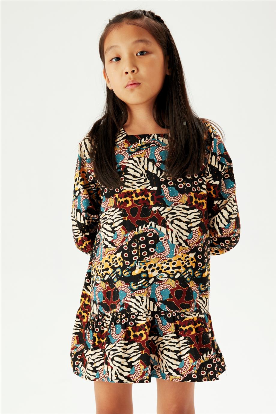 Tyess Kız Çocuk Desenli Elbise
