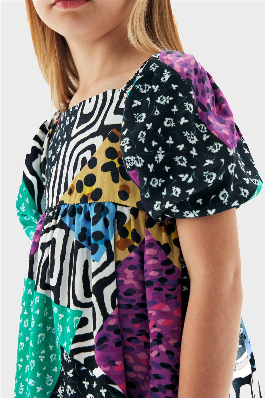 Tyess Kız Çocuk Desenli Elbise