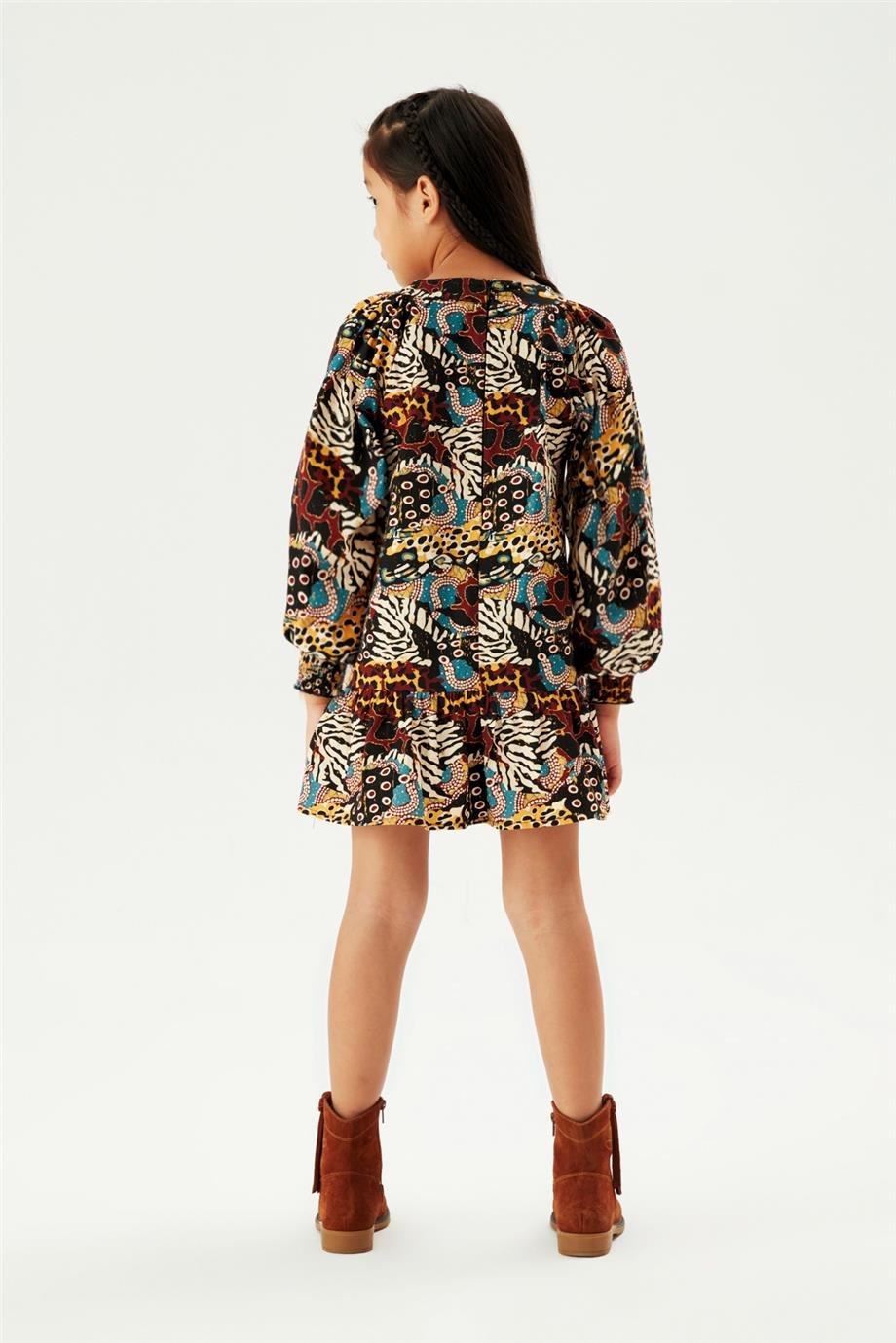 Tyess Kız Çocuk Desenli Elbise