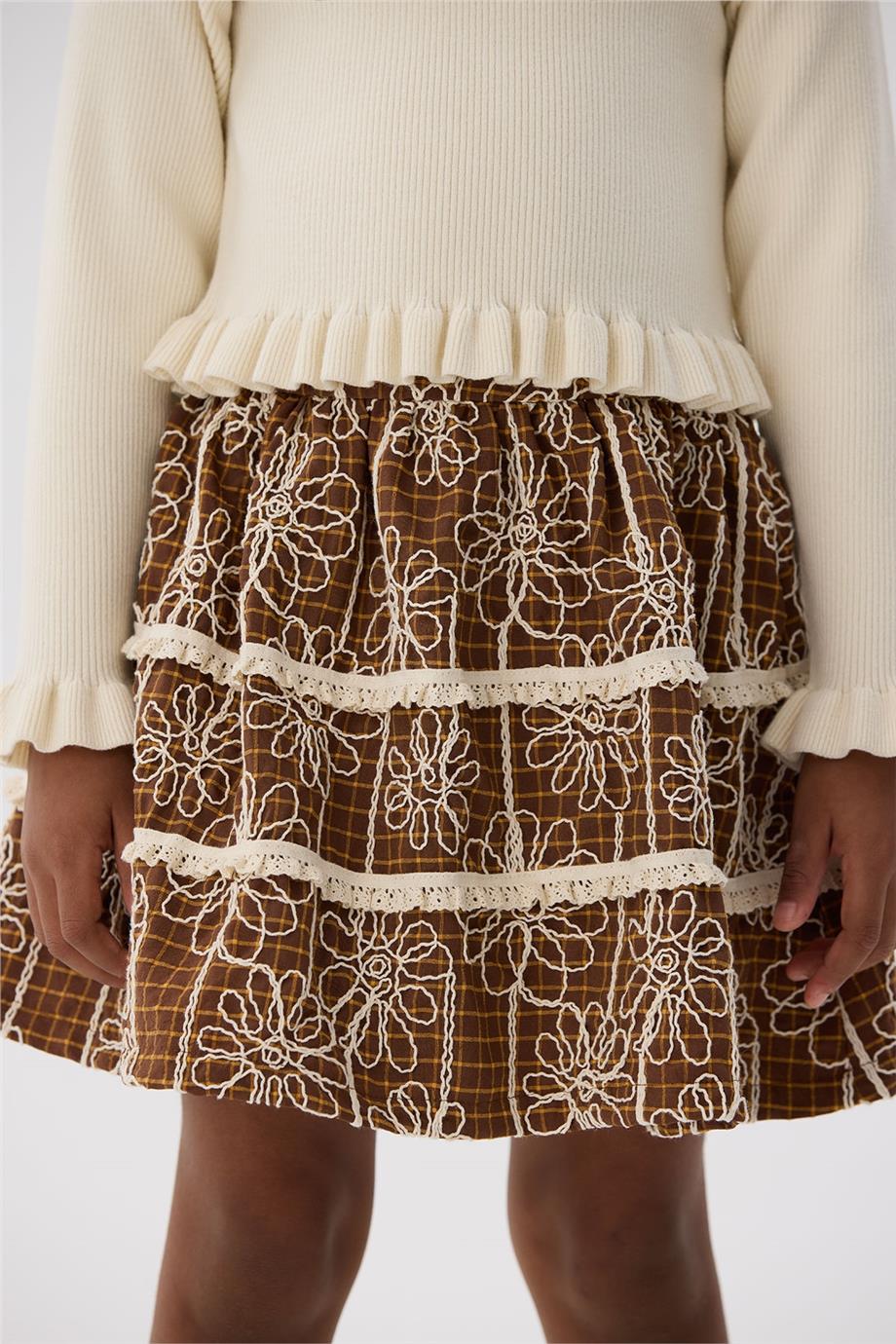 Tyess Kız Çocuk Desenli Etek