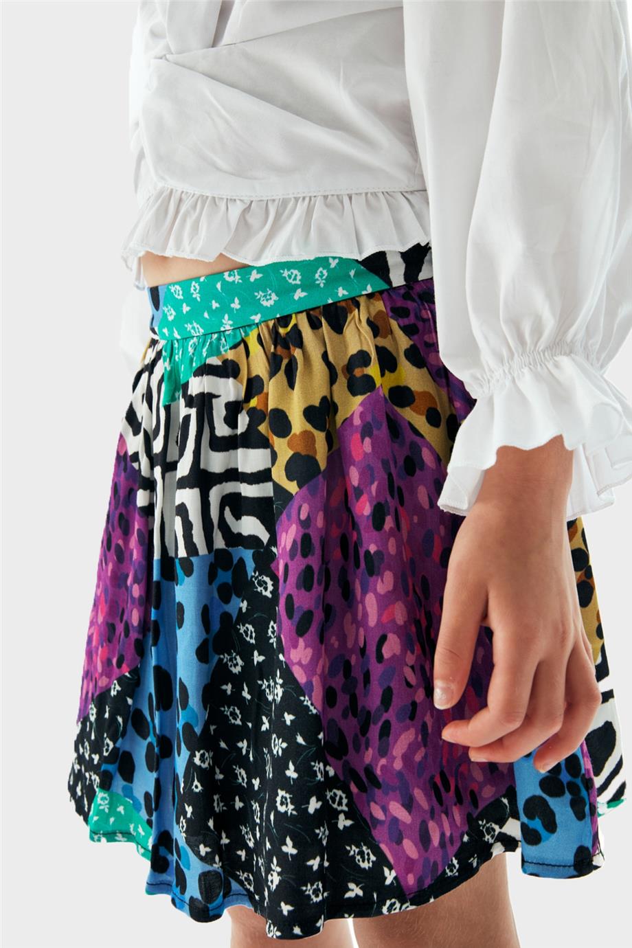 Tyess Kız Çocuk Desenli Etek