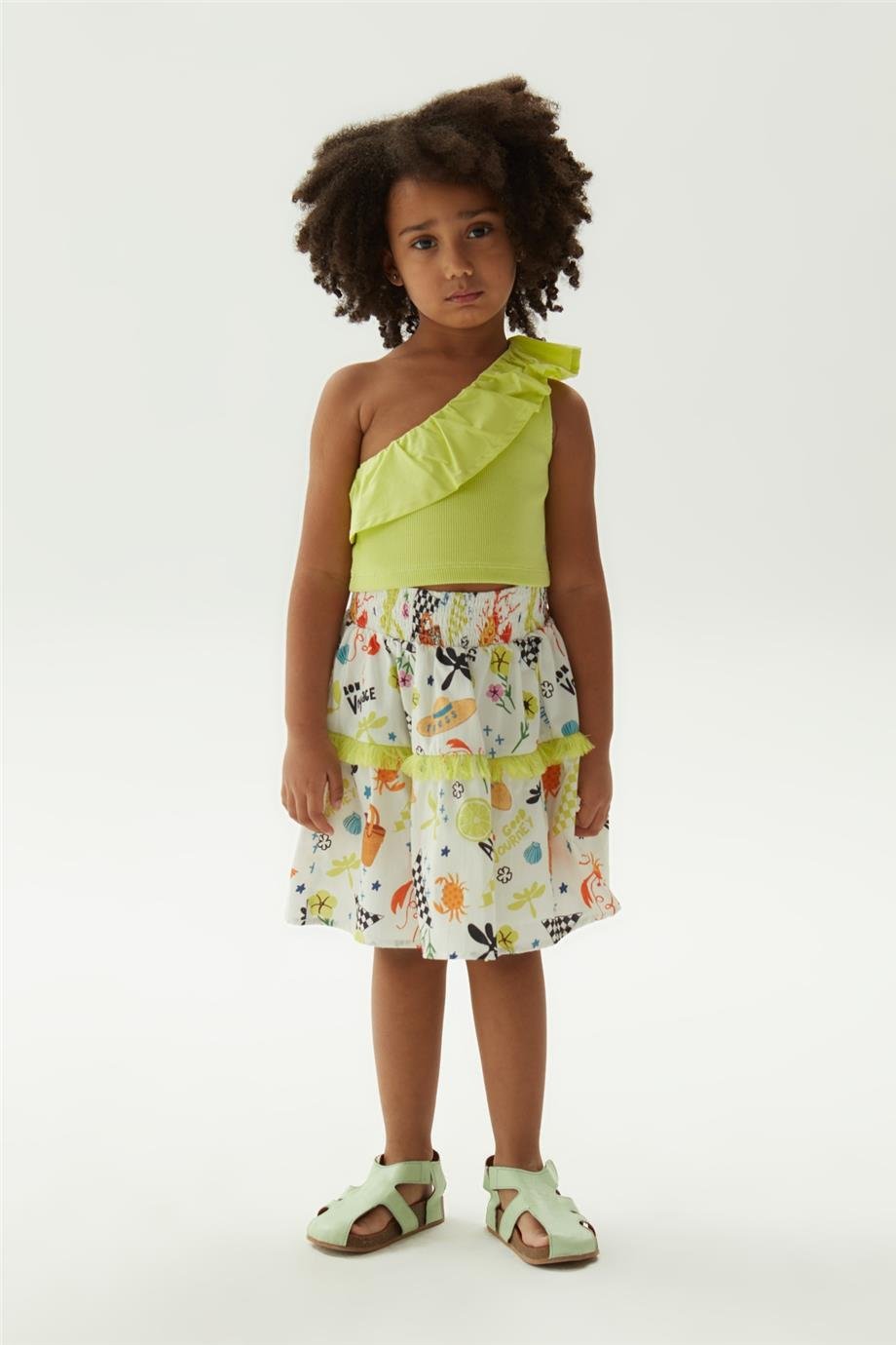 Tyess Kız Çocuk Desenli Etek