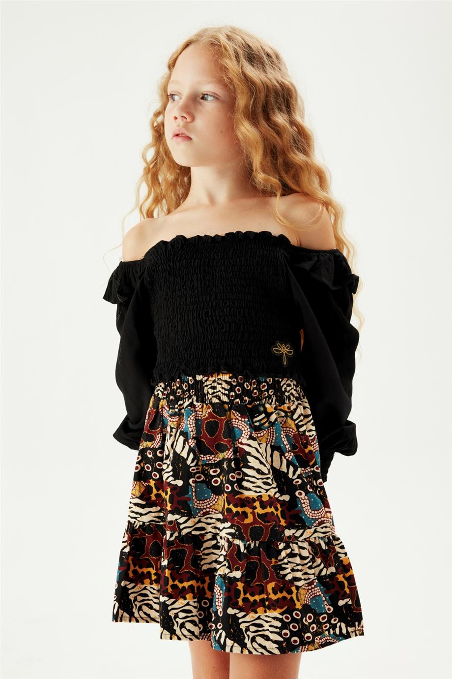 Tyess Kız Çocuk Desenli Etek