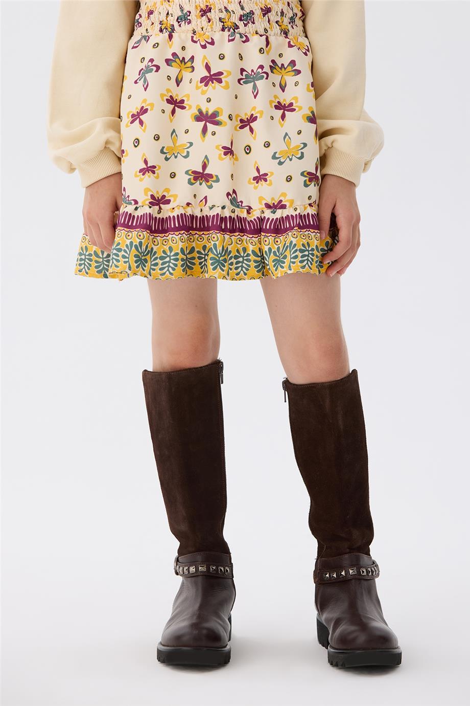 Tyess Kız Çocuk Desenli Etek