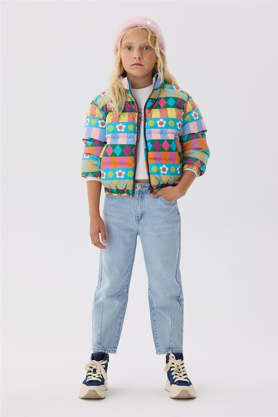 Tyess Kız Çocuk Desenli Mont