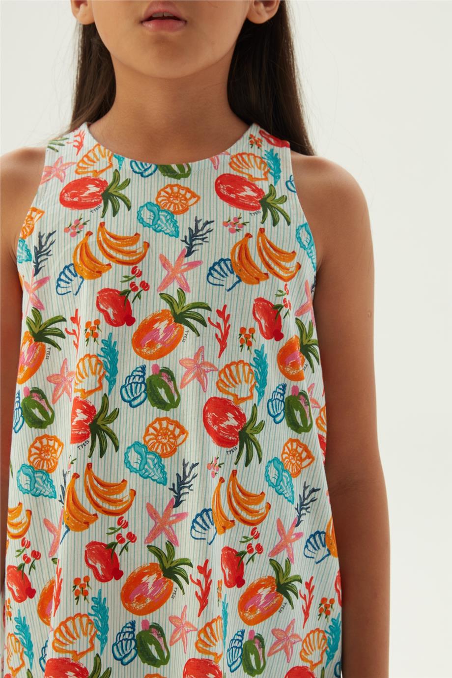 Tyess Kız Çocuk Desenli Pijama Elbise