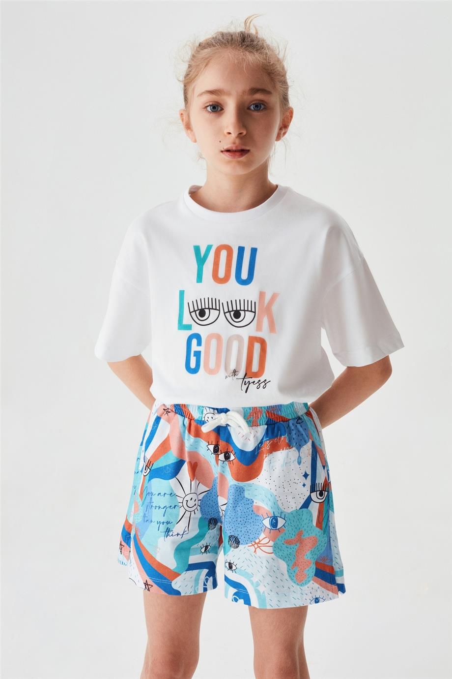 Tyess Kız Çocuk Desenli Pijama Takım