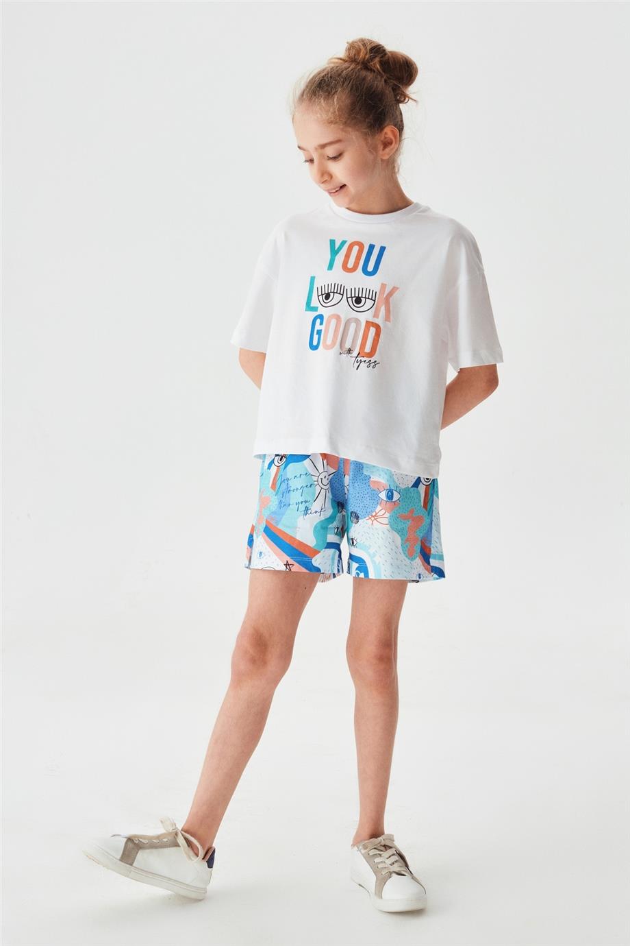 Tyess Kız Çocuk Desenli Pijama Takım