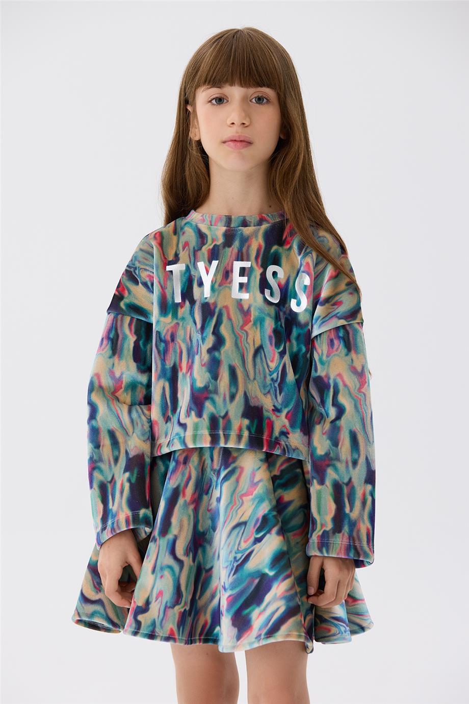 Tyess Kız Çocuk Desenli Sweatshirt