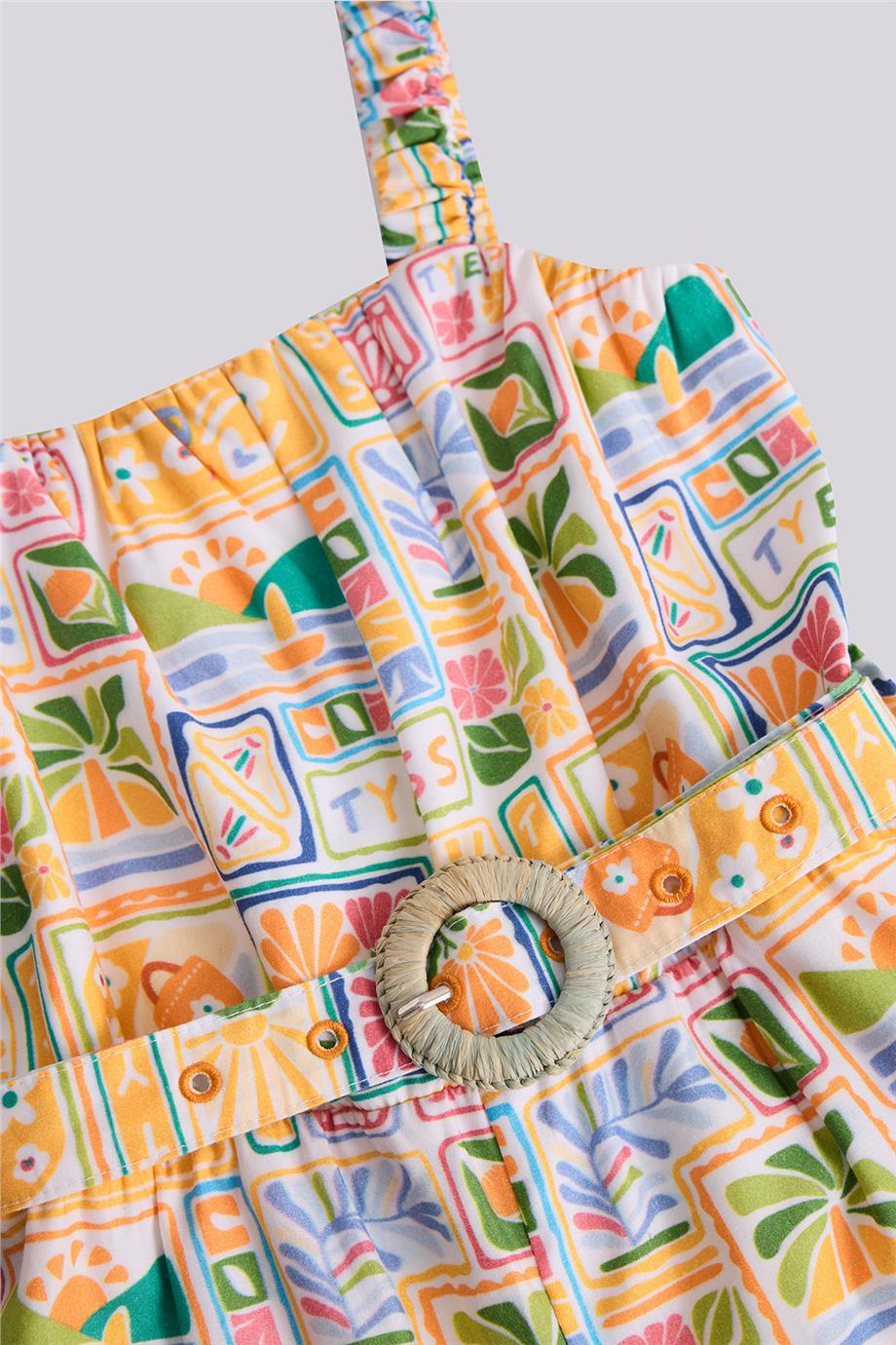 Tyess Kız Çocuk Desenli TulumTyess Kız Çocuk Desenli Tulum