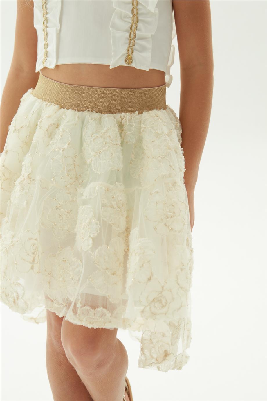 Tyess Kız Çocuk Ekru Etek